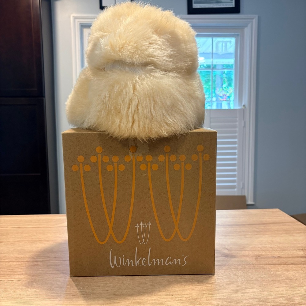Vintage Winkelman's Cream Faux Fur Bucket Hat Winter Pillbox Shag Boxy Cream‎